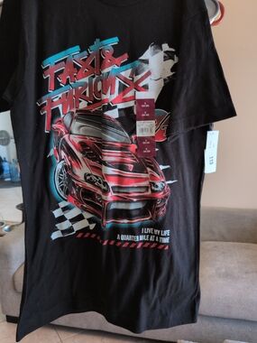Fast & Furious Graphic Tee - Black with Red Car Print
